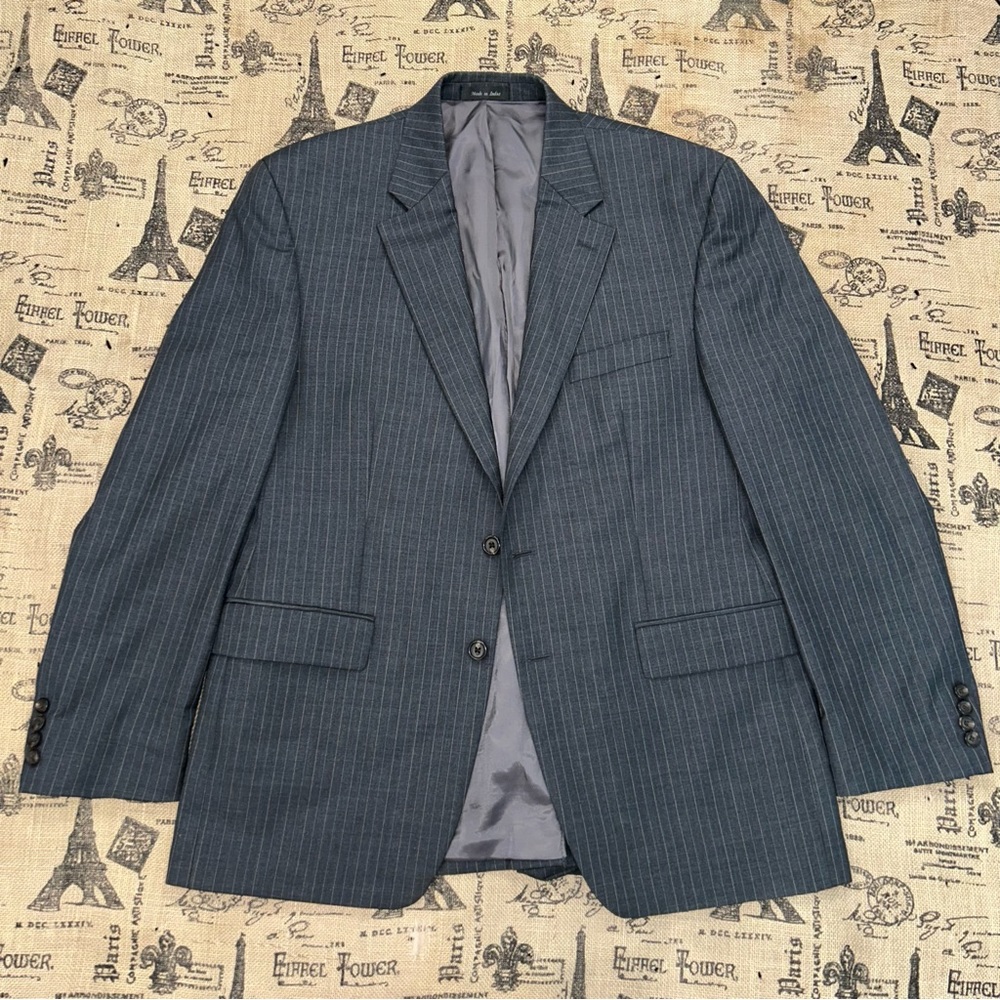 Lauren Ralph Lauren Slim Fit Grey Stripped Wool Suit Jacket Size 42R